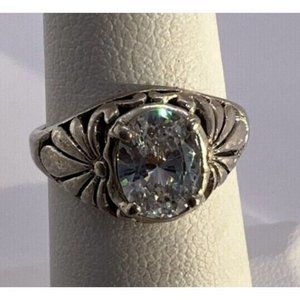 925 STERLING SILVER RING  & CZ KBN  SIZE 4.5